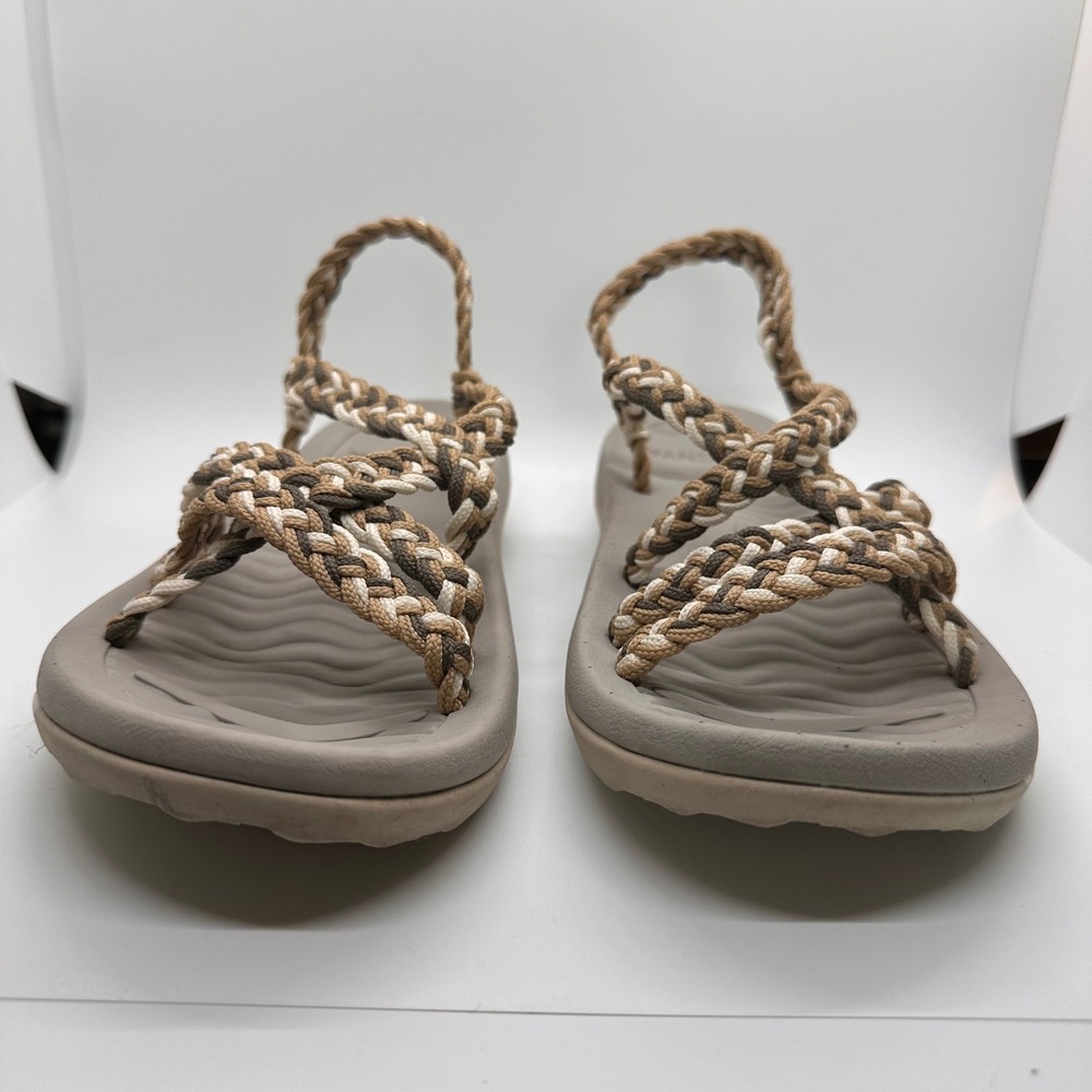 Mecnya Braided Strap Sandal Comfort Casual Tan, Beige, Cream Color Woven Shoes - Picture 2 of 9